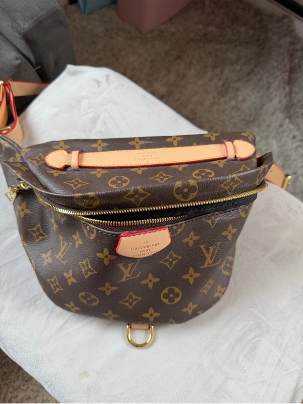 Brown Monogram Canvas Bum Bag with Tan Accents - Picture 2 of 4